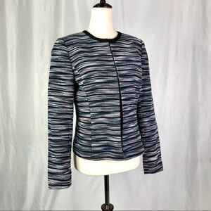 Tahari cropped fitted jacket open front woven cotton space dye 4